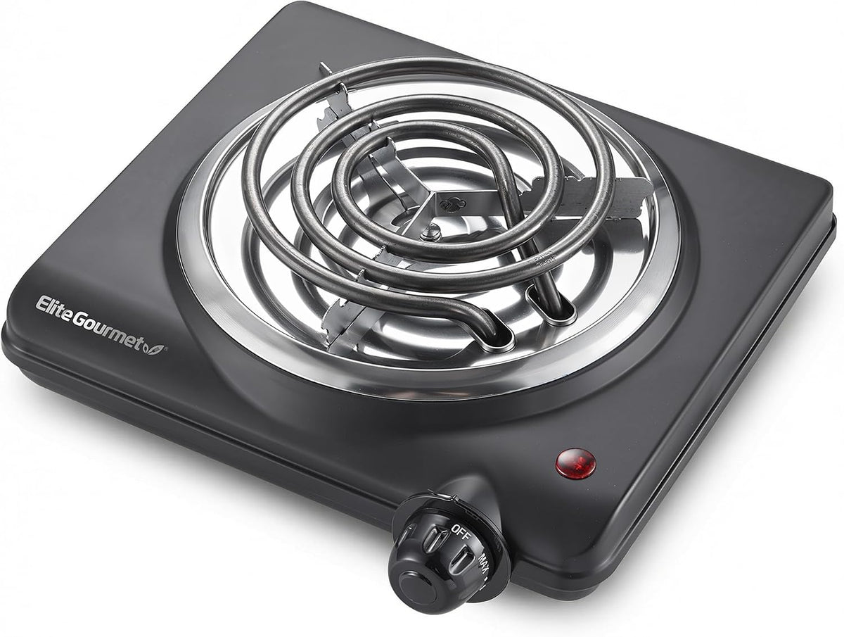 Elite Gourmet Double Cast Iron Burner, 1500W Hot Plate, Adjustable Temp