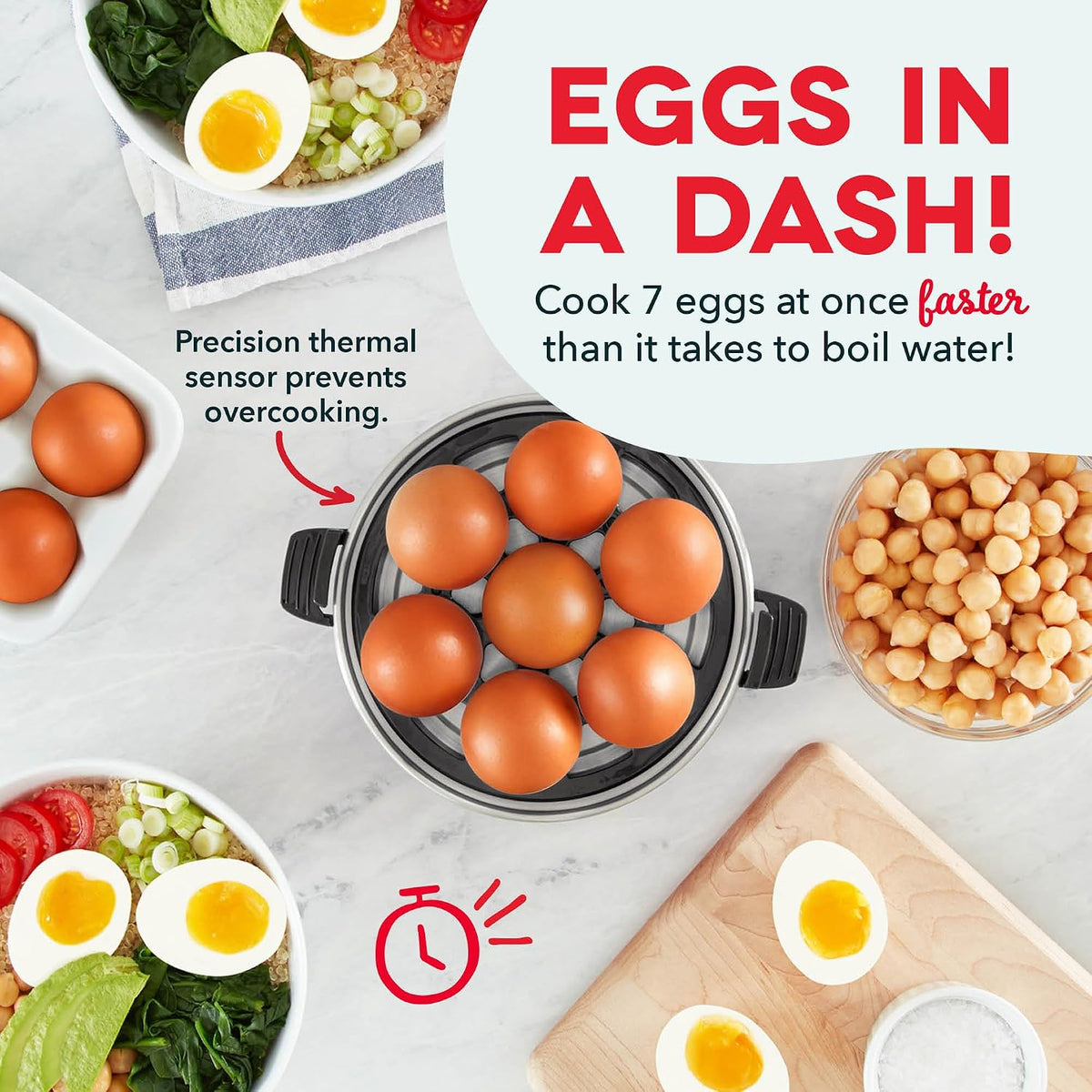 Dash Rapid Egg Cooker, 7 Hard Boiled Eggs, Black