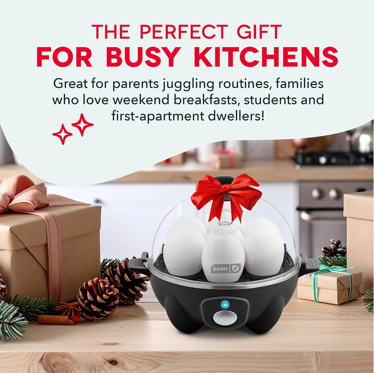 Dash Rapid Egg Cooker, 7 Hard Boiled Eggs, Black